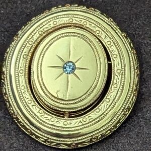 Avon Gold Brooch with Blue Accent